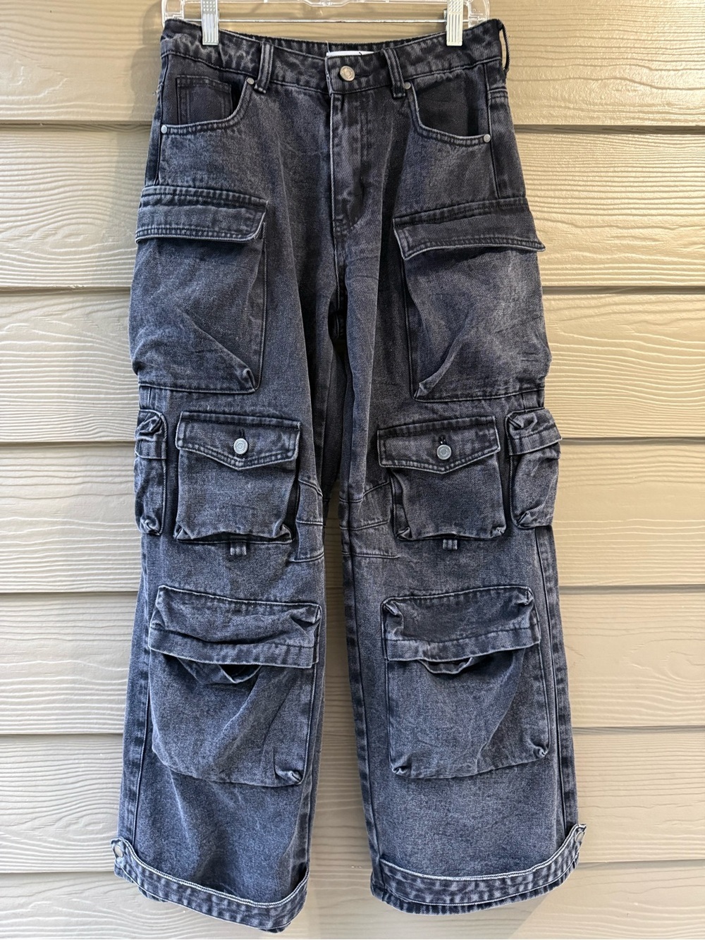 Love Soho Washed Black Multi-Pocket Cargo Pants - Picture 3 of 6